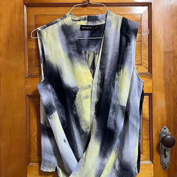 Dkny Tops - DKNY Jeans Abstract Black Yellow Blouse Women’s Medium